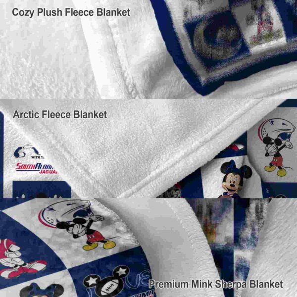 south alabama jaguars mickey minnie blue white blanket premium grade