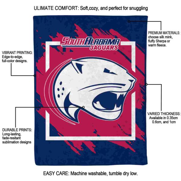 south alabama jaguars splatter effect blue blanket new arrival
