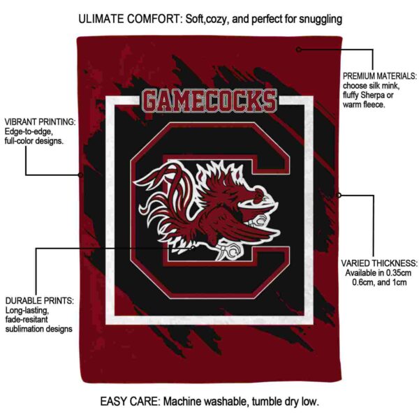 south carolina gamecocks splatter effect garnet blanket new arrival