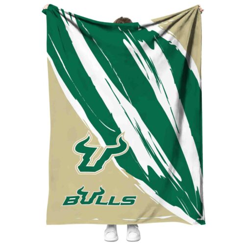 south florida bulls brushstrokes green white blanket best selling