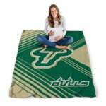 south florida bulls diagonal stripes green blanket high quality