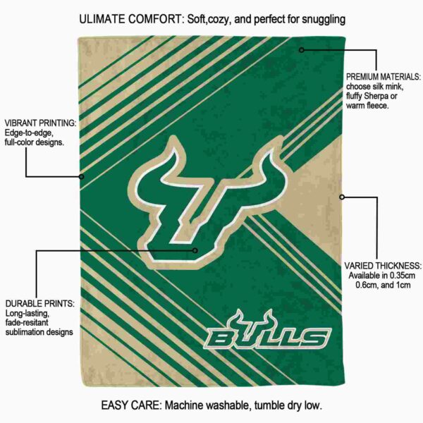 south florida bulls diagonal stripes green blanket new arrival