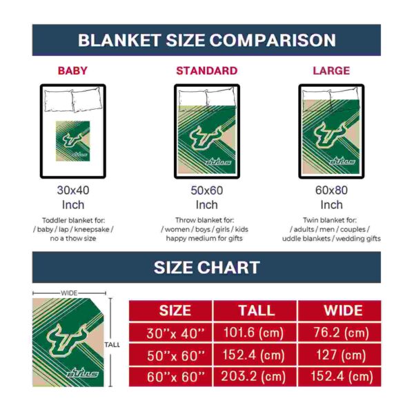 south florida bulls diagonal stripes green blanket trendy