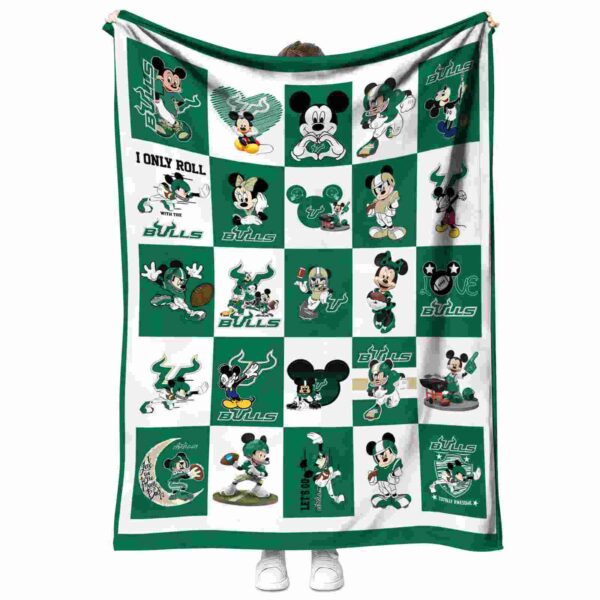 south florida bulls mickey minnie green white blanket best selling