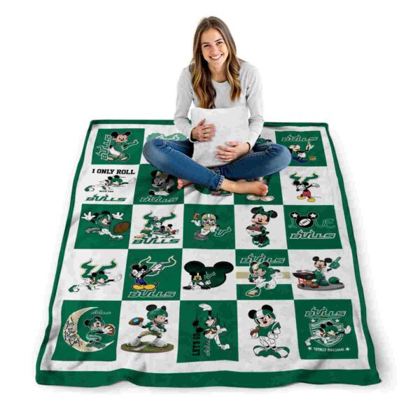 south florida bulls mickey minnie green white blanket high quality