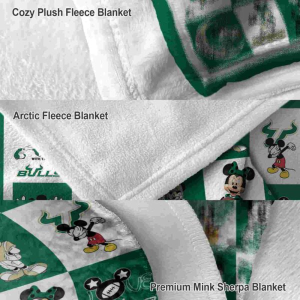 south florida bulls mickey minnie green white blanket premium grade