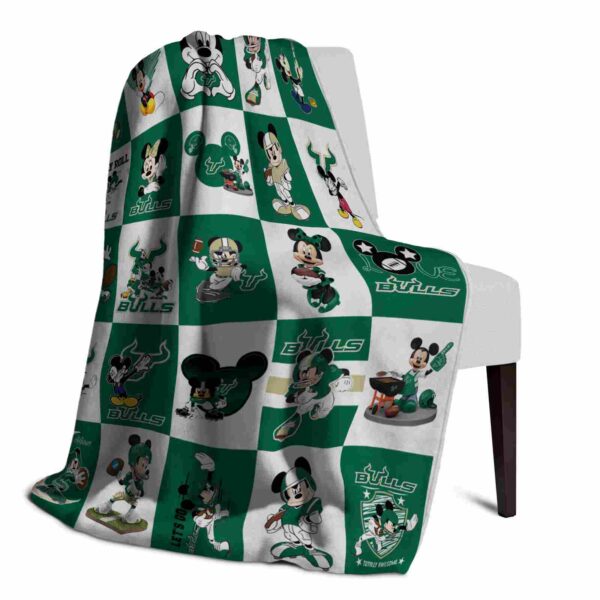 south florida bulls mickey minnie green white blanket top rated