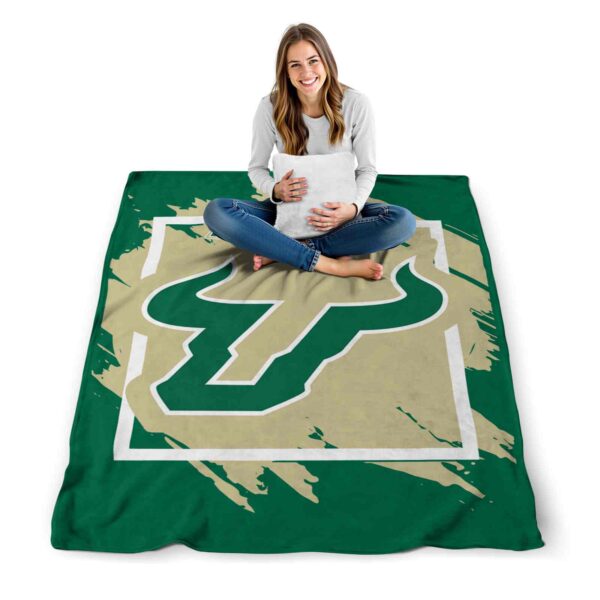 south florida bulls splatter effect green blanket high quality