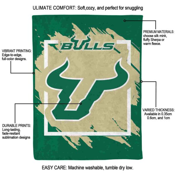 south florida bulls splatter effect green blanket new arrival