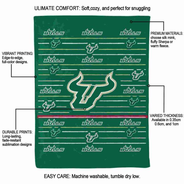 south florida bulls striped pattern green blanket new arrival