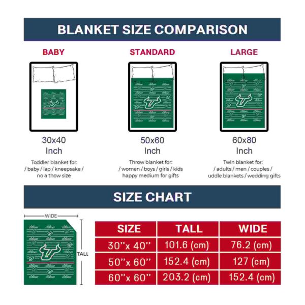 south florida bulls striped pattern green blanket trendy