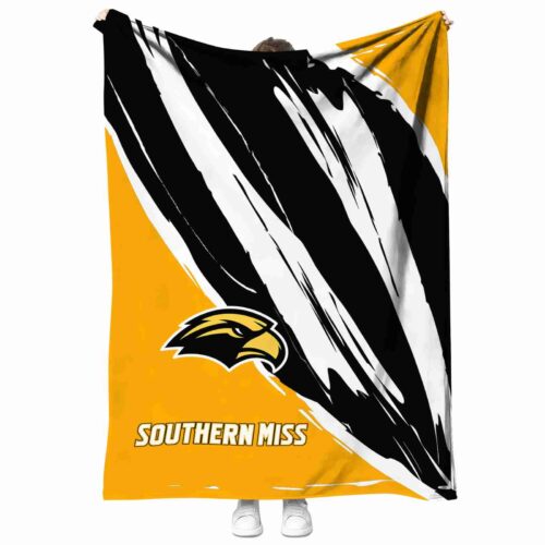southern miss golden eagles brushstrokes black white blanket best selling