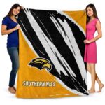 southern miss golden eagles brushstrokes black white blanket best selling