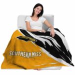 southern miss golden eagles brushstrokes black white blanket best selling