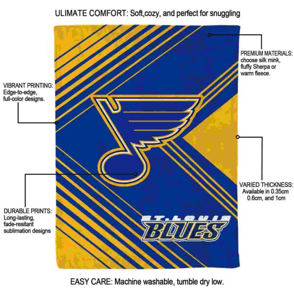 st louis blues diagonal stripes blue blanket new arrival