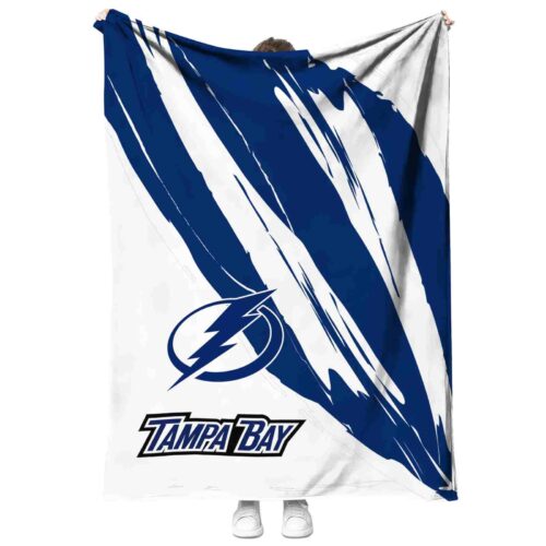 tampa bay lightning brushstrokes blue white blanket best selling