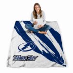 tampa bay lightning brushstrokes blue white blanket high quality