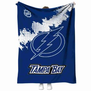 tampa bay lightning grunge texture blue blanket best selling