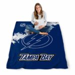 tampa bay lightning grunge texture blue blanket best selling