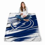 tampa bay lightning paint streaks blue white blanket high quality