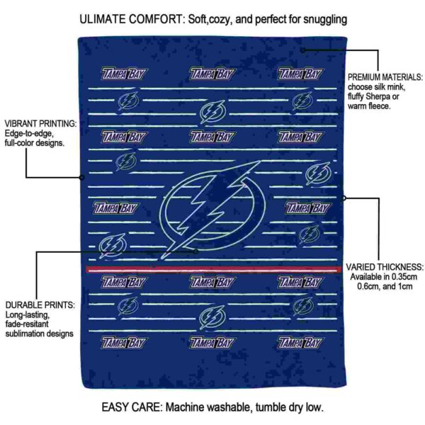 tampa bay lightning striped pattern blue blanket new arrival