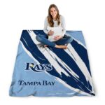 tampa bay rays brushstrokes navy white blanket best selling