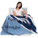 tampa bay rays brushstrokes navy white blanket best selling