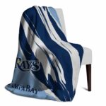tampa bay rays brushstrokes navy white blanket best selling
