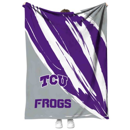 tcu horned frogs brushstrokes purple white blanket best selling