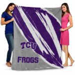 tcu horned frogs brushstrokes purple white blanket best selling
