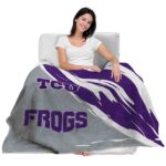tcu horned frogs brushstrokes purple white blanket best selling