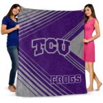 tcu horned frogs diagonal stripes purple blanket best selling