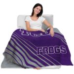 tcu horned frogs diagonal stripes purple blanket best selling