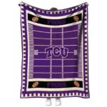 tcu horned frogs football field purple blanket best selling