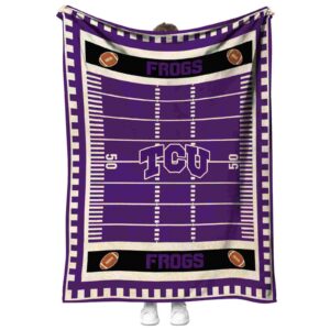 tcu horned frogs football field purple blanket best selling