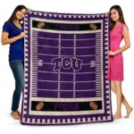 tcu horned frogs football field purple blanket best selling