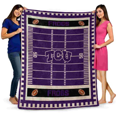 tcu horned frogs football field purple blanket fashion forward