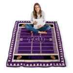 tcu horned frogs football field purple blanket best selling