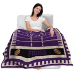 tcu horned frogs football field purple blanket best selling