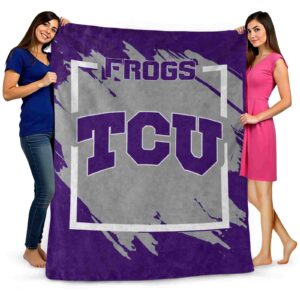 tcu horned frogs splatter effect purple blanket fashion forward
