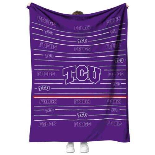tcu horned frogs striped pattern purple blanket best selling