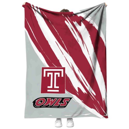 temple owls brushstrokes red white blanket best selling