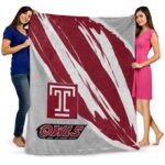 temple owls brushstrokes red white blanket best selling