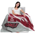 temple owls brushstrokes red white blanket best selling