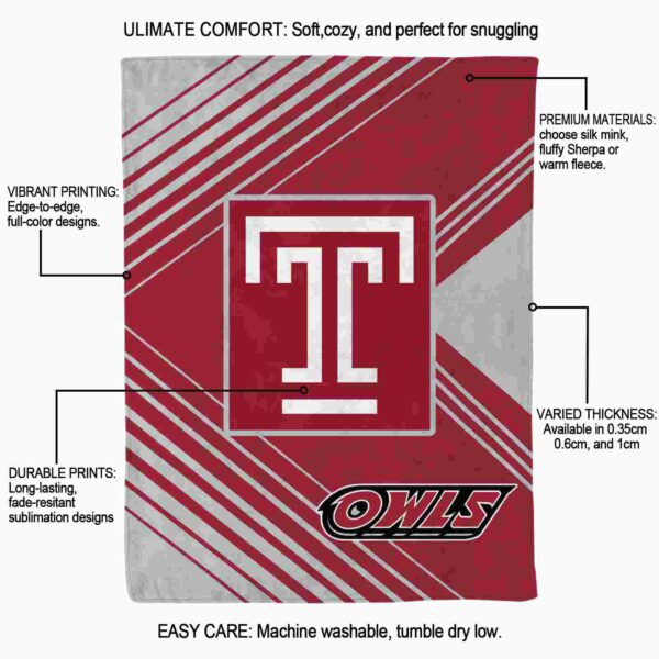 temple owls diagonal stripes red blanket new arrival