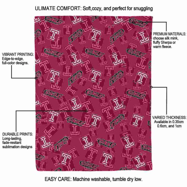 temple owls diehard fans red blanket new arrival