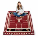 temple owls football field red blanket high quality