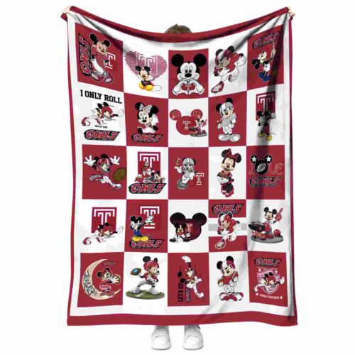 temple owls mickey minnie red white blanket best selling