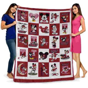 temple owls mickey minnie red white blanket fashion forward