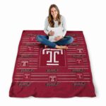 temple owls striped pattern red blanket best selling